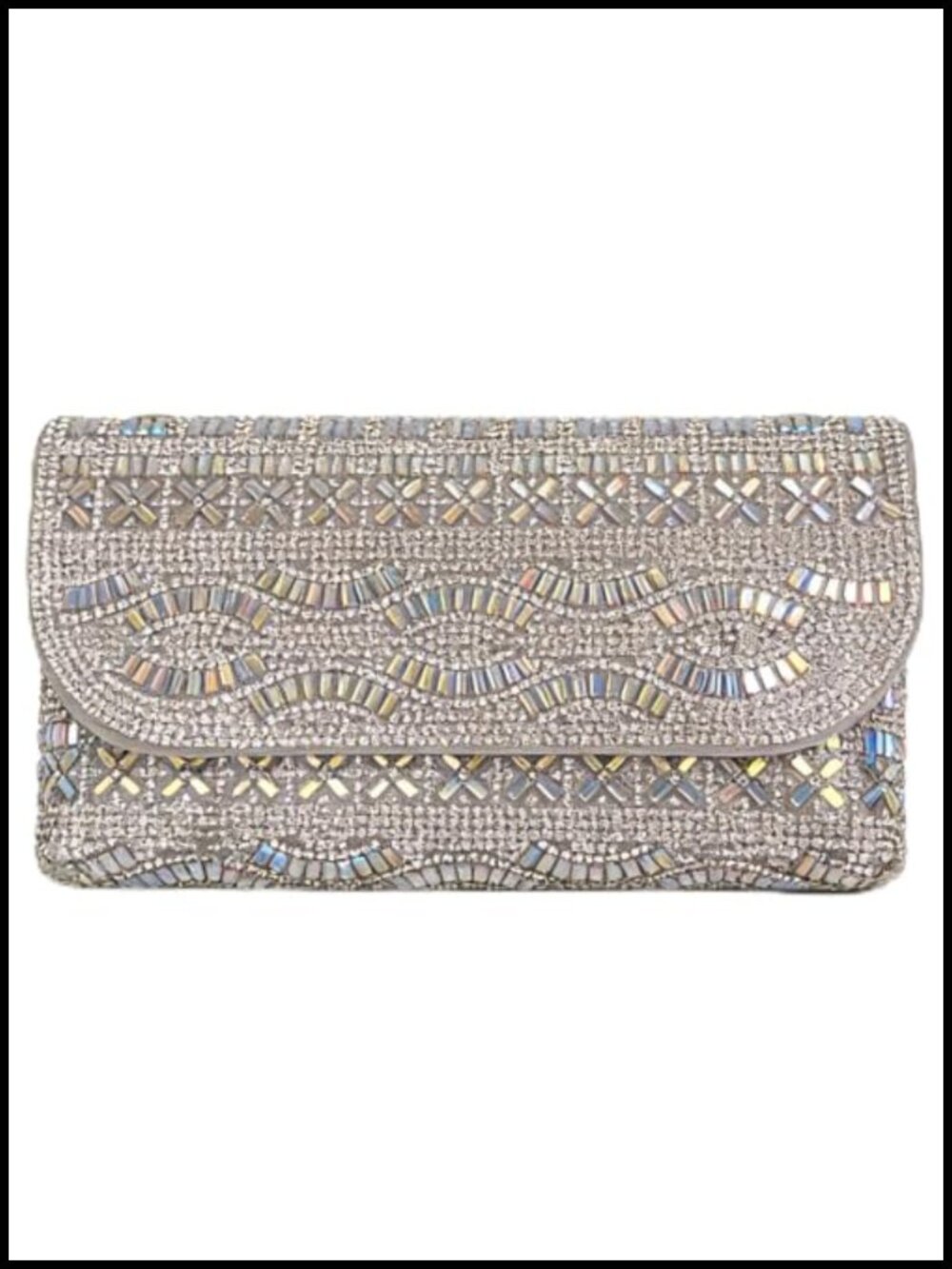 Sparkle Rhinestones Clutch Purse Studded Evening Bag Double Chain Strap